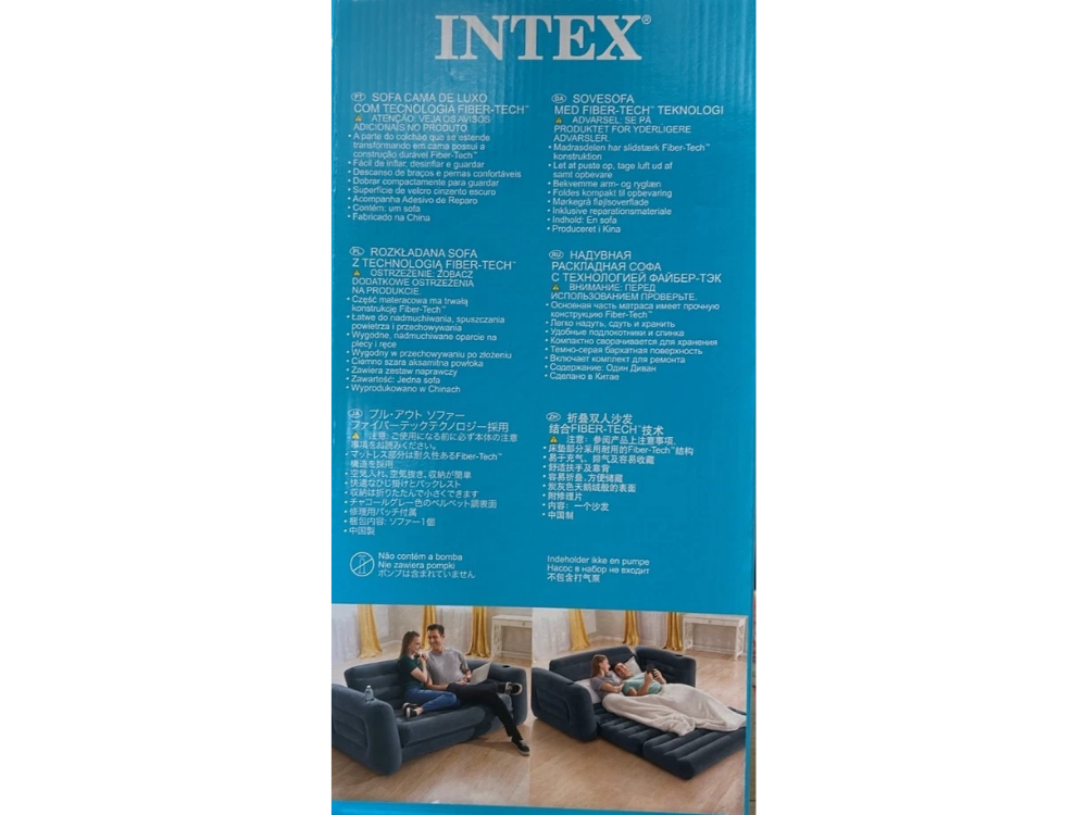 Intex Inflatable Pull-Out Sofa Bed – Air Couch Lounge for Camping with Drink Holder