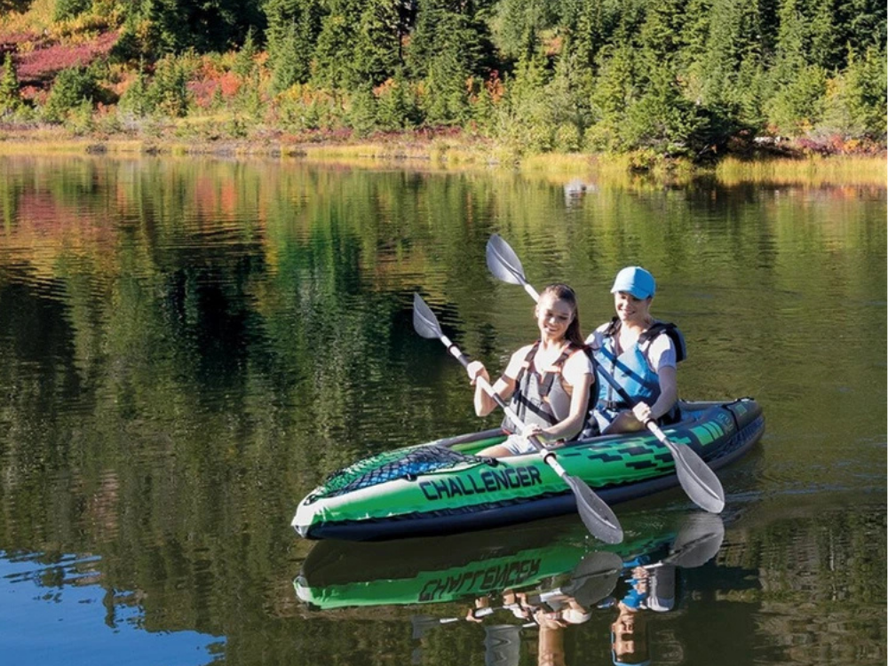 Intex Challenger K2 Inflatable Kayak – 2-Seat Sports Boat with Oars for River & Lake