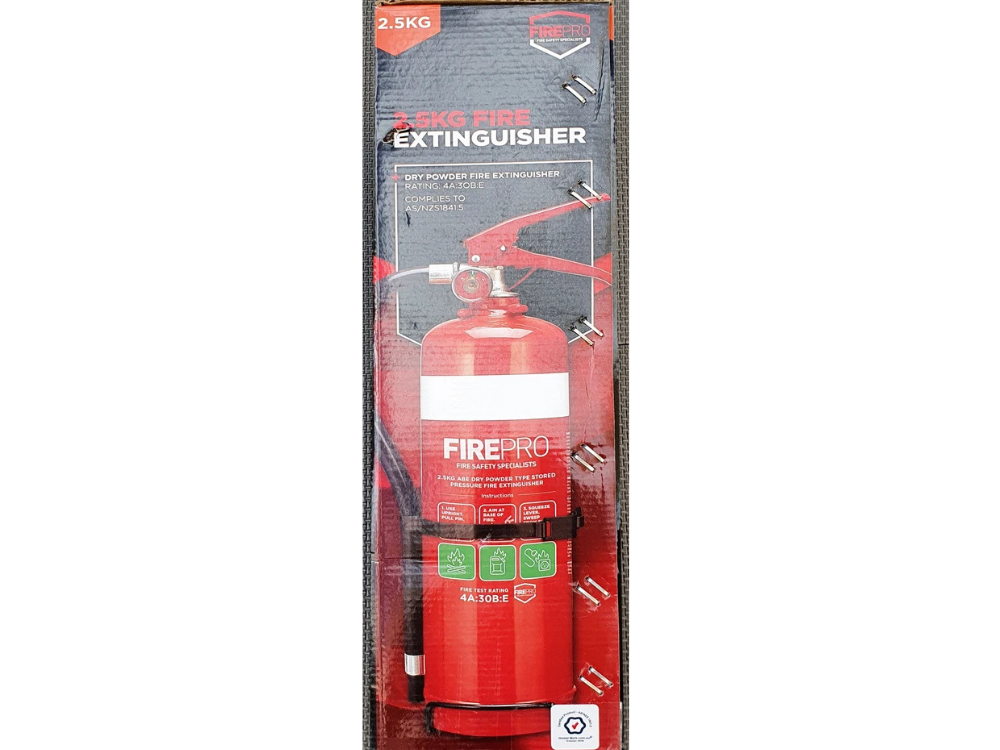 FirePro 2.5kg Dry Powder Fire Extinguisher – Car, Boat, Home, Caravan + Bracket