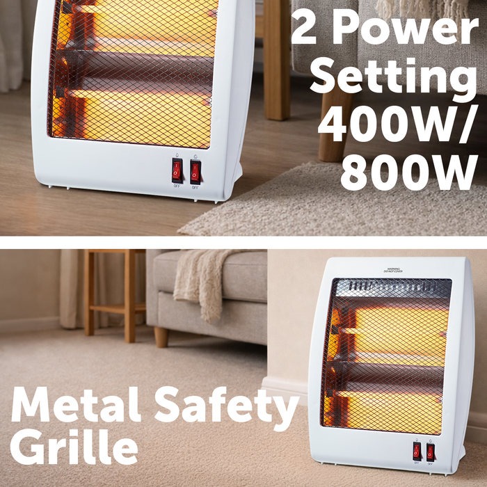 Click 800W White 2-Bar Radiant Heater