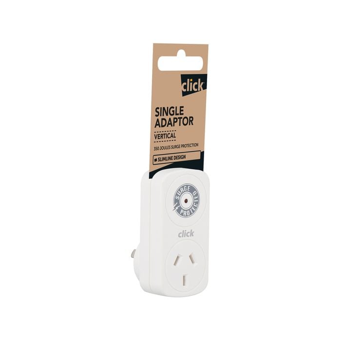 Click Plug In Adaptor With Surge Protection Single Outlet