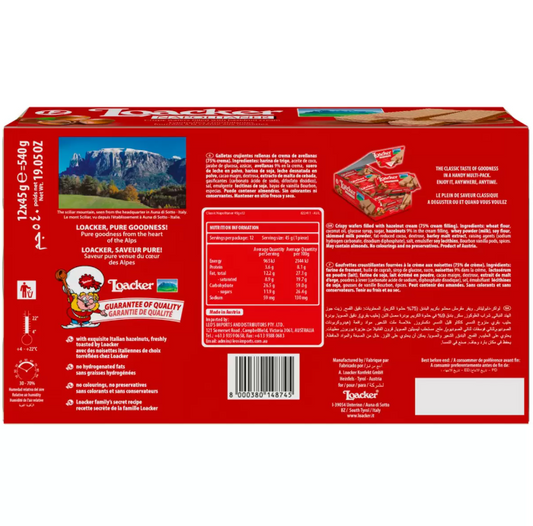 Loacker Napolitaner Bars 12 x 45g