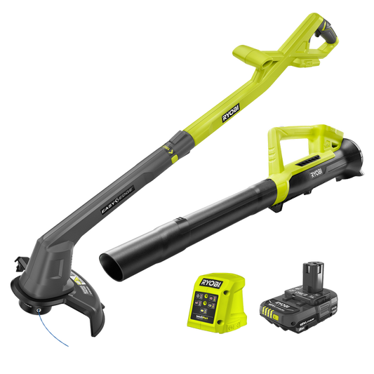 Ryobi 18V ONE+ Line Trimmer & Blower Combo Kit 4.0Ah Battery & Charger