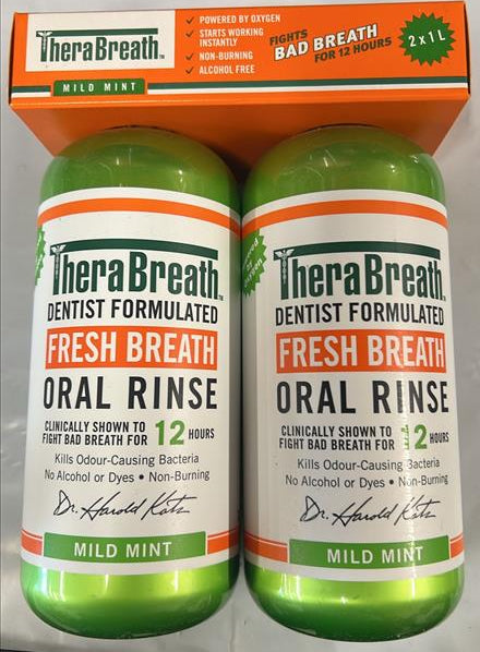 TheraBreath Mild Mint Mouthwash 2 x 1L