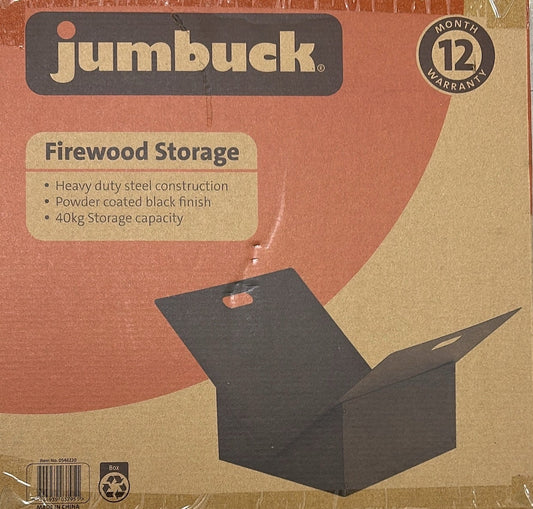 Jumbuck 40kg Steel Firewood Angled Storage Wood Heater Accessory  Heavy Duty