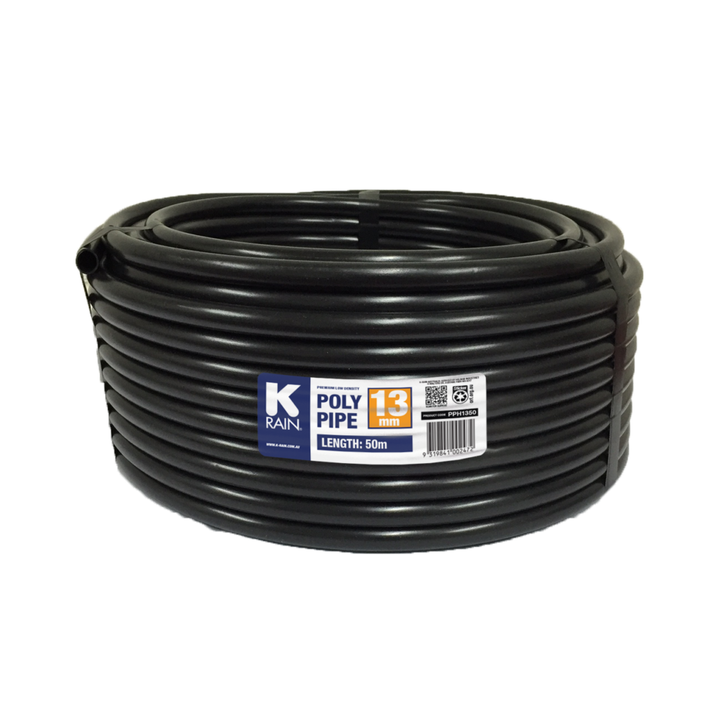 K-Rain 13mm x 50m Black Poly Pipe Irrigation Garden Watering Tube