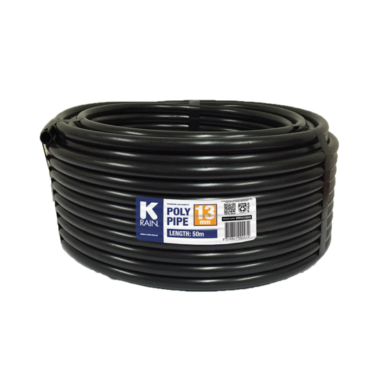 K-Rain 13mm x 50m Black Poly Pipe Irrigation Garden Watering Tube
