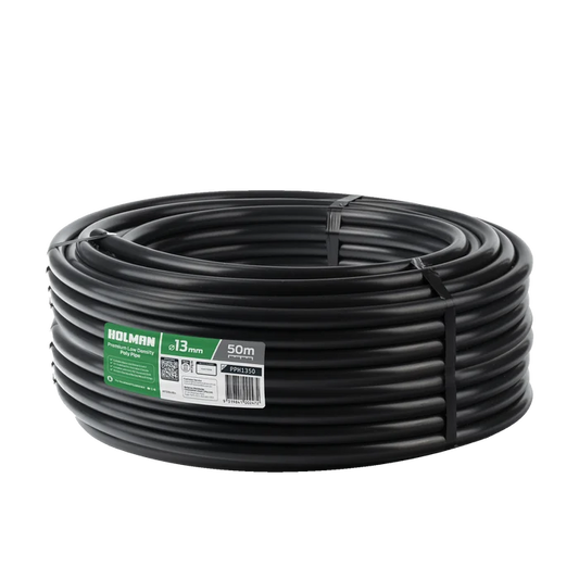 Holman 13mm x 50m Black Poly Pipe Irrigation Garden Watering Tube