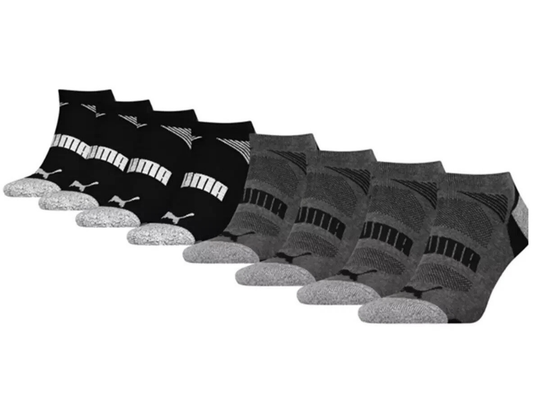 Puma Men’s No-Show CoolCell Socks – Casual & Sport, Size 6-12, Black/Grey, 8-Pack
