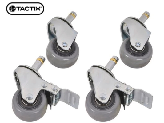 Tactix Swivel Castor Wheels 4 Pack – Heavy Duty for Crates