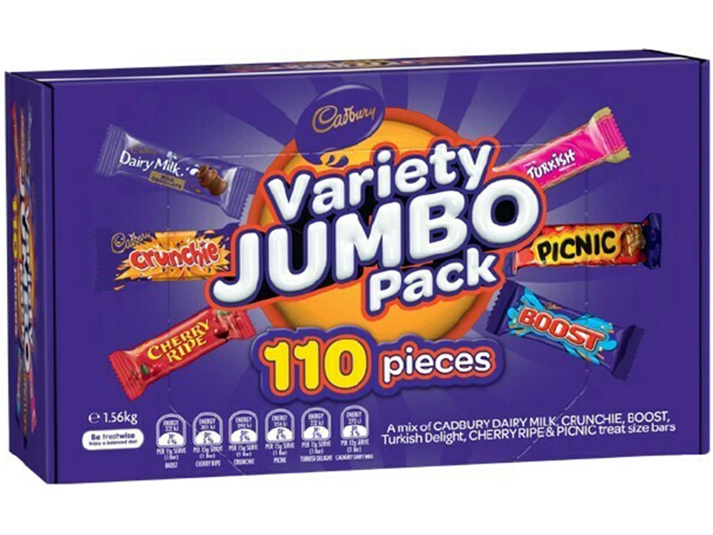 Cadbury Variety Milk Chocolate Sweets 110pcs Jumbo Pack 1.56kg