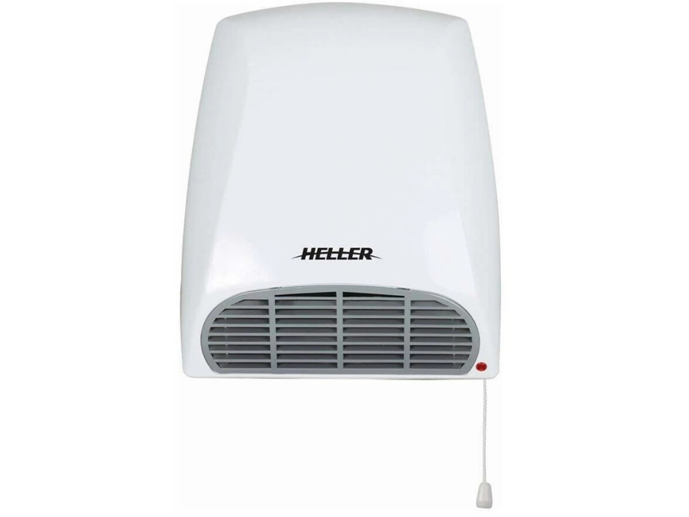 Heller 2000W Bathroom Wall Fan Heater – 2 Speed, Pull Switch