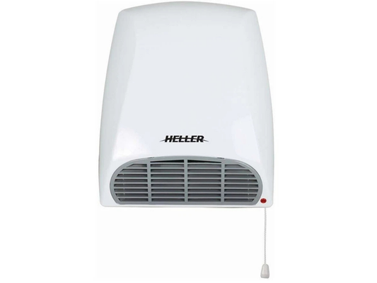 Heller 2000W Bathroom Wall Fan Heater – 2 Speed, Pull Switch
