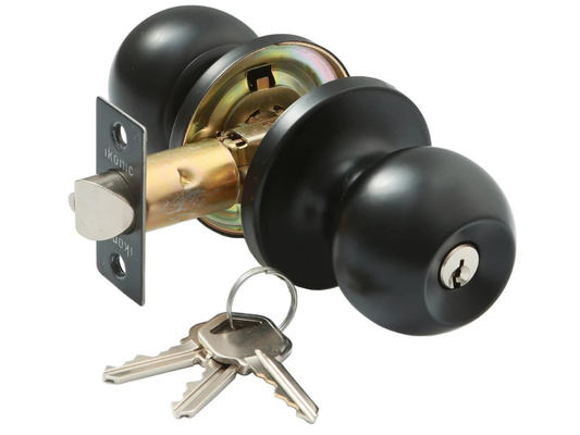 Ikonic Ruby Door Knob Lock Set – Matte Black Hardware