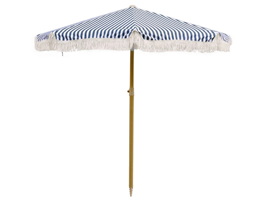 Marquee 2m Portable Beach Umbrella – Tasselled Stripe Sunshade