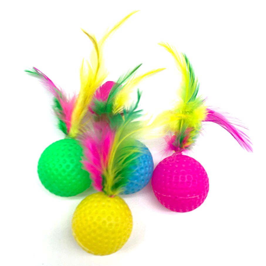 Cat Toy Ball Plastic Sound Golf Badminton Color mixing 3.5*12cm