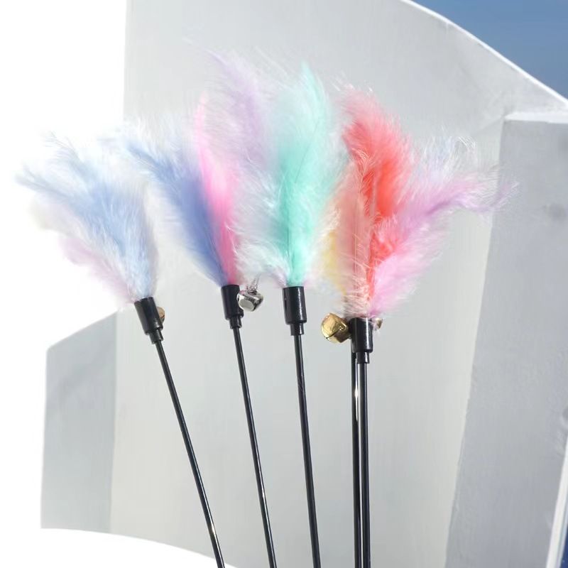 Cat Feather Toy PVC 50cm Macaron Turkey 50cm (including colorful feathers)