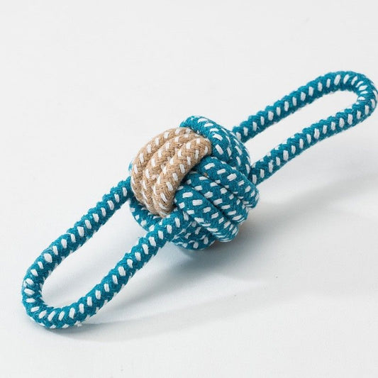 Sour bear Dog Chew Toy Cotton Rope Molar Bite Resistance Two-Tone 8-word Ball Blue