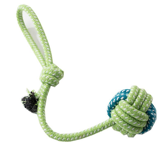 Sour bear Dog Chew Toy Cotton Rope Molar Bite Resistance Two-color tug-of-war ball Green