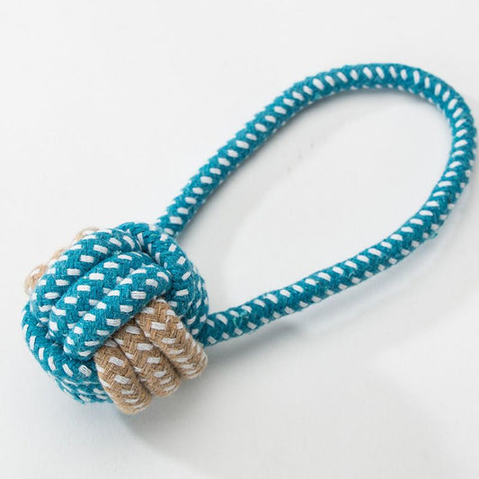 Sour bear Dog Chew Toy Cotton Rope Molar Bite Resistance Two-tone basketball Blue