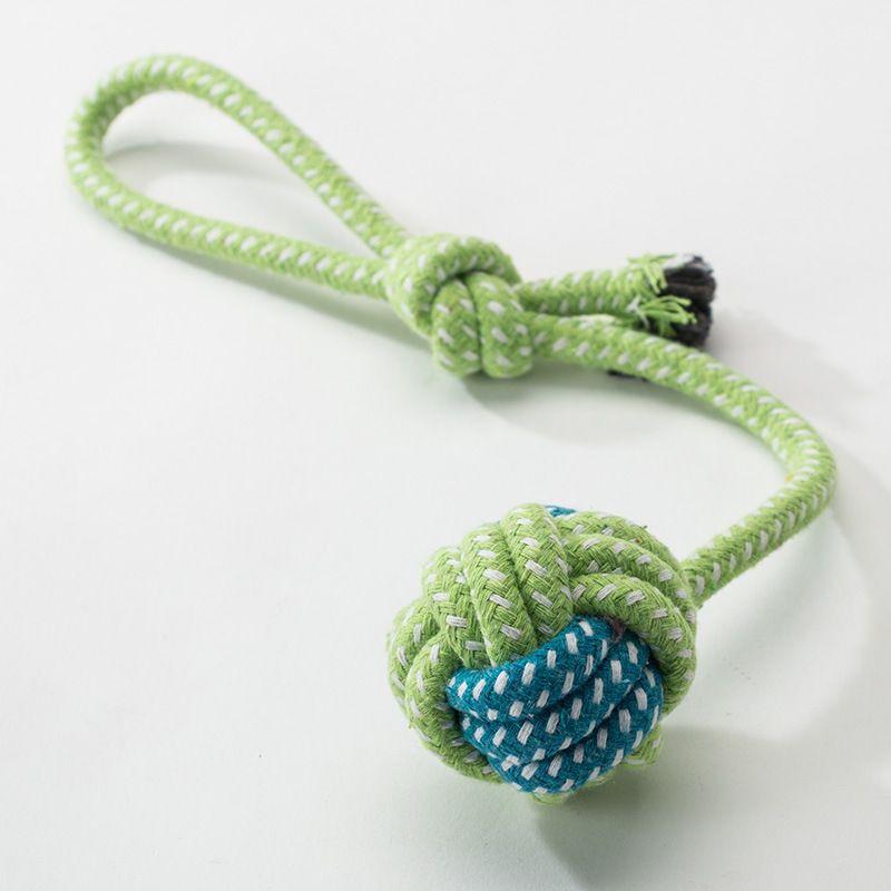 Sour bear Dog Chew Toy Cotton Rope Molar Bite Resistance Two-tone basketball Blue