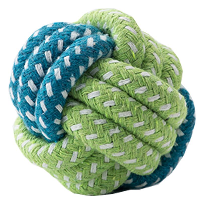 Sour bear Dog Chew Toy Cotton Rope Molar Bite Resistance Two-tone basketball Blue