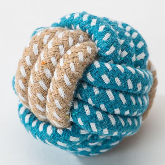 Sour bear Dog Chew Toy Cotton Rope Molar Bite Resistance Two-color cotton ball Blue