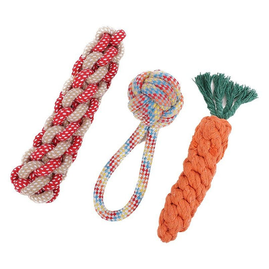 Pet Dog Toy Beika Cotton Rope Knot Carrot Teething Sound Burger
