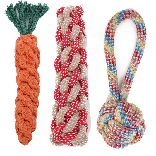 Pet Dog Toy Beika Cotton Rope Knot Carrot Teething Bell ball