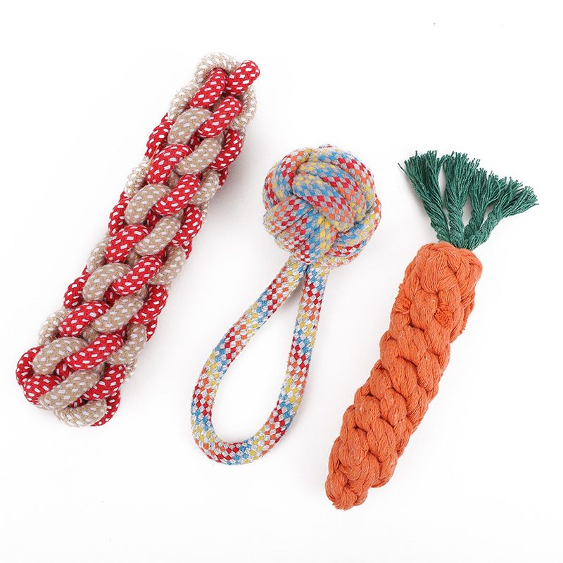 Pet Dog Toy Beika Cotton Rope Knot Carrot Teething Bell ball