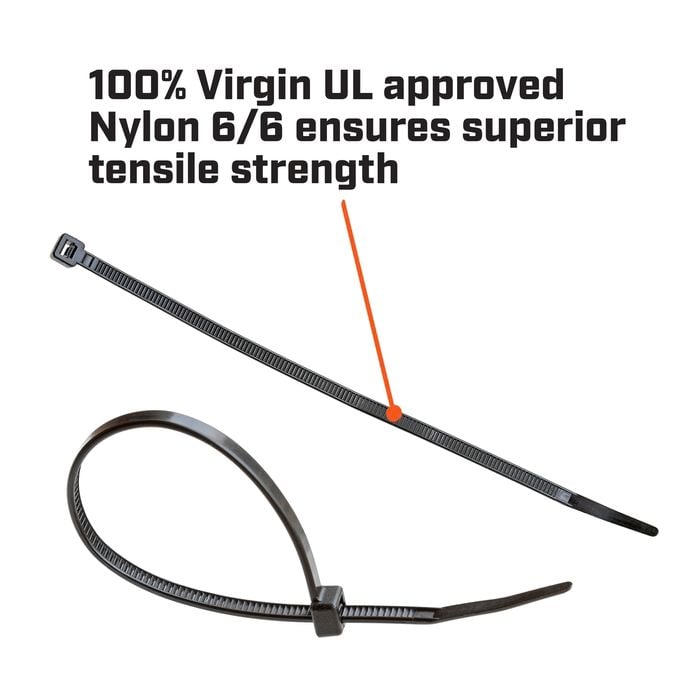 Crescent 200 x 4.6mm Black Cable Ties - 100 Pack