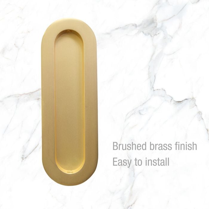 Lemaar 150 x 50mm Radius Flush Pull Brushed Brass Sliding Cavity Door Handle