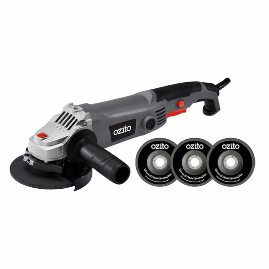 Ozito 1200W Angle Grinder 125mm 5" Kit with 3 Grinding Discs