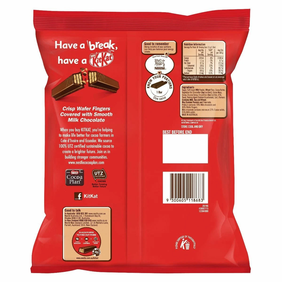 Nestle Kit Kat 980g Bag 70 x 14g Chocolate Bar