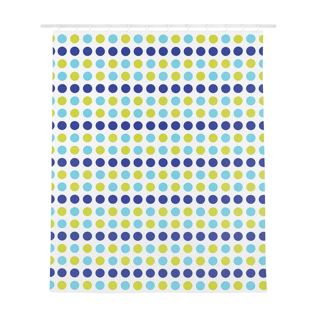 Supertex Shower Curtain PVC Printed  Polka Dots Blue/Green
