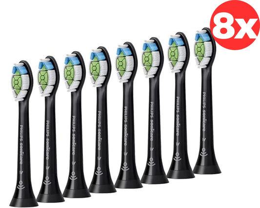 8X Genuine Philips Sonicare W2 Optimal Black Standard Electric Toothbrush Heads